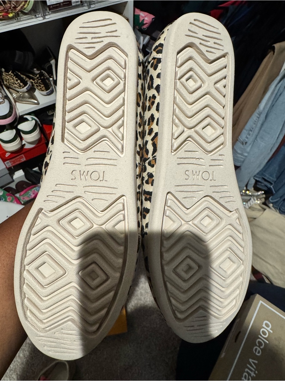 Toms Leopard Print Slip-On Flats in Beige and Brown - Picture 2 of 2